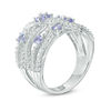 Thumbnail Image 1 of Tanzanite and Lab-Created White Sapphire Wavy Orbit Ring in Sterling Silver
