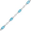 Thumbnail Image 0 of Oval Swiss Blue Topaz Rope Bracelet in Sterling Silver - 7.5"