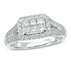 1.00 CT. T.W. Princess-Cut Composite Diamond Frame Split Shank Engagement Ring in 10K White Gold