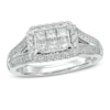 Thumbnail Image 0 of 1.00 CT. T.W. Princess-Cut Composite Diamond Frame Split Shank Engagement Ring in 10K White Gold