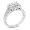 Thumbnail Image 1 of 1.00 CT. T.W. Princess-Cut Composite Diamond Frame Split Shank Engagement Ring in 10K White Gold