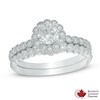 Thumbnail Image 1 of 0.91 CT. T.W. Certified Canadian Diamond Flower Vintage-Style Bridal Set in 14K White Gold (I/I2)