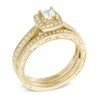 Thumbnail Image 2 of 0.45 CT. T.W. Certified Canadian Princess-Cut Diamond Frame Vintage-Style Bridal Set in 14K Gold (I/I2)