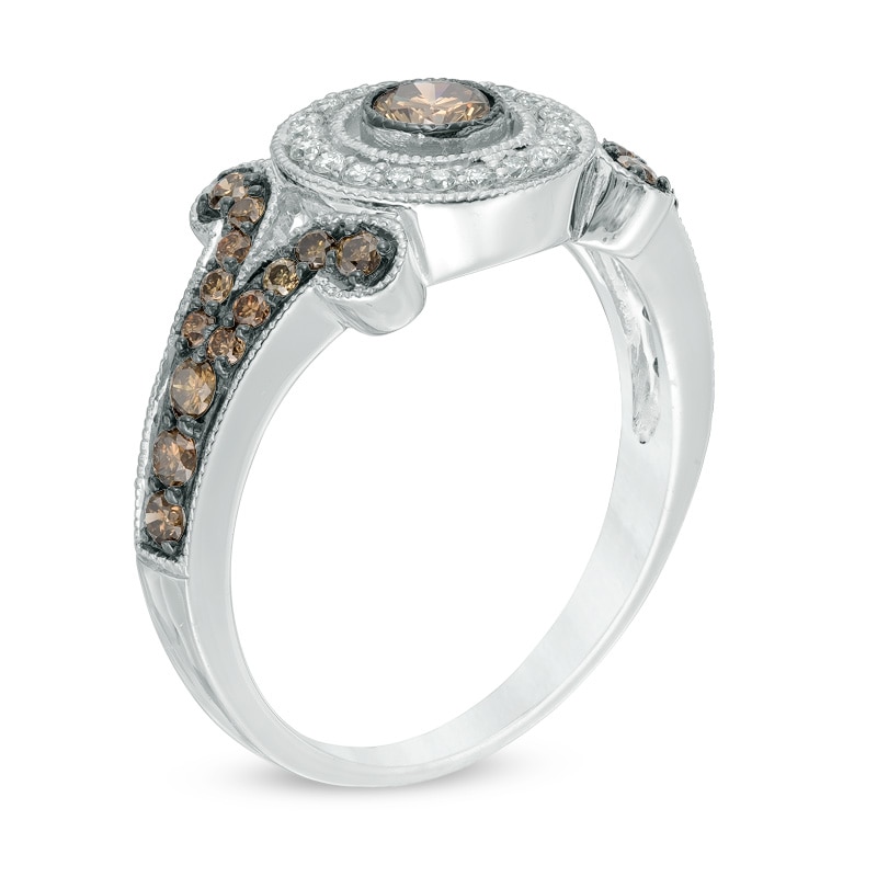 Main Image 2 of Le Vian Chocolate Diamonds® 0.67 CT. T.W. Diamond Frame Vintage-Style Ring in 14K Vanilla Gold®