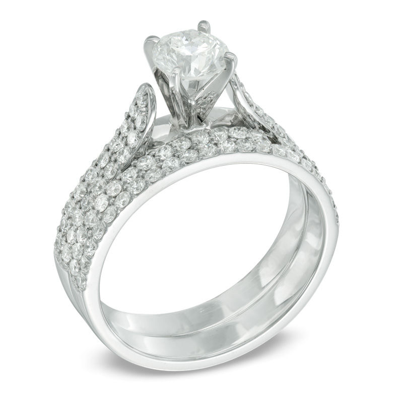 1.45 CT. T.W. Certified Canadian Diamond Bridal Set in 14K White Gold (I/I2)|Peoples Jewellers