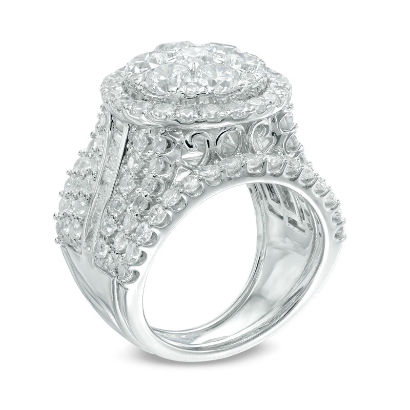 Main Image 2 of 5.00 CT. T.W. Composite Diamond Frame Multi-Row Three Piece Bridal Set in 14K White Gold