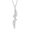 Thumbnail Image 0 of Diamond Accent Ribbon Wrapped Linear Bar Pendant in 10K White Gold