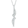 Diamond Accent Ribbon Wrapped Linear Bar Pendant in 10K White Gold