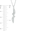 Diamond Accent Ribbon Wrapped Linear Bar Pendant in 10K White Gold
