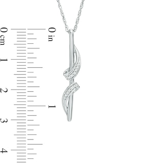 Diamond Accent Ribbon Wrapped Linear Bar Pendant in 10K White Gold