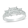 Thumbnail Image 1 of 1.00 CT. T.W. Princess-Cut Composite Diamond Three Stone Engagement Ring in 10K White Gold