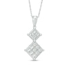 Thumbnail Image 0 of 1.00 CT. T.W. Princess-Cut Double Composite Diamond Pendant in 10K White Gold