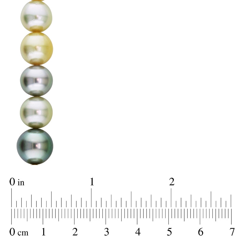 Multi-Colour Cultured South Sea and Tahitian Pearl Graduated Strand Necklace with 14K Gold Clasp