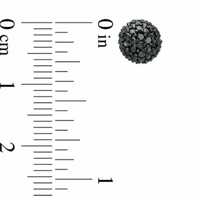Main Image 4 of 0.06 CT. T.W. Black Diamond Drop Jacket Earrings in Sterling Silver