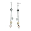 Thumbnail Image 1 of Beaded Dangle Drop Earrings in Tri-Tone Sterling Silver and Black Ruthenium
