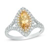 Thumbnail Image 0 of Your Stone Your Story™ Marquise Yellow Beryl and 0.33 CT. T.W. Diamond Double Frame Ring in 14K Two-Tone Gold