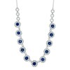 Thumbnail Image 0 of 5.0mm Lab-Created Blue and White Sapphire Frame Necklace in Sterling Silver - 16"