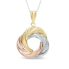 Thumbnail Image 0 of Triple Interlocking Circle Pendant in 10K Tri-Tone Gold