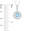 Thumbnail Image 1 of Swiss Blue Topaz and Lab-Created White Sapphire Vintage-Style Circle Pendant and Earrings Set in Sterling Silver