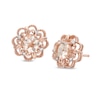 Thumbnail Image 1 of 5.0mm Morganite and Diamond Accent Flower Frame Stud Earrings in 10K Rose Gold