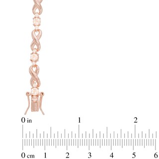 Morganite and Lab-Created White Sapphire Infinity Link Bracelet in Sterling Silver and 18K Rose Gold Plate - 7.25"