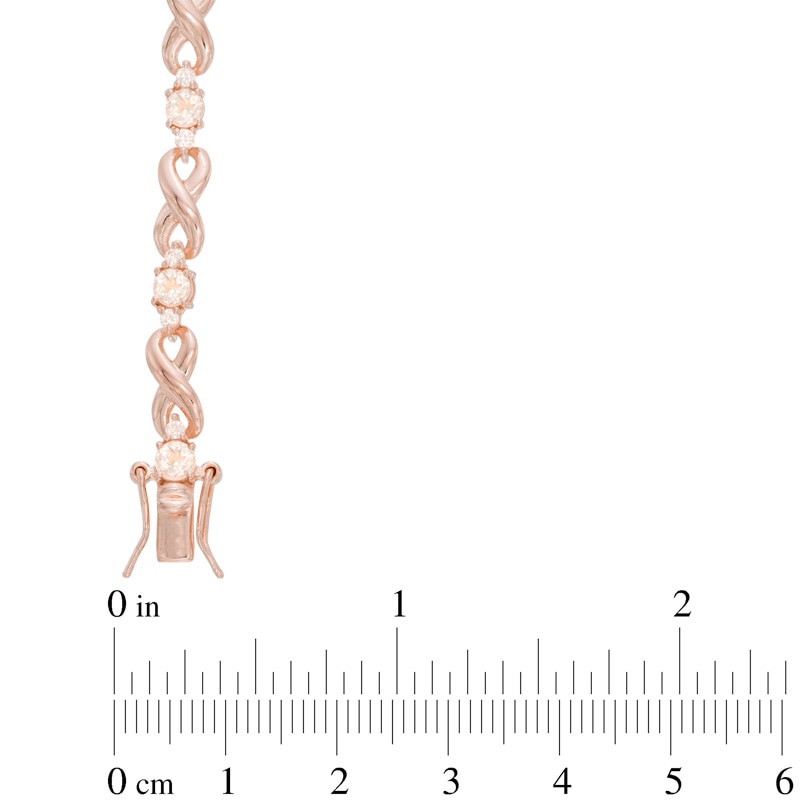 Main Image 2 of Morganite and Lab-Created White Sapphire Infinity Link Bracelet in Sterling Silver and 18K Rose Gold Plate - 7.25"