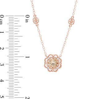 6.0mm Morganite and Diamond Accent Flower Necklace in 10K Rose Gold - 17"