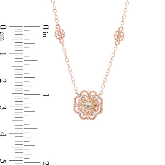 6.0mm Morganite and Diamond Accent Flower Necklace in 10K Rose Gold - 17"