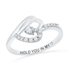 Thumbnail Image 0 of 1/6 CT. T.W. Diamond Engraved Sideways Heart Promise Ring in Sterling Silver (1 Line)