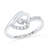 1/6 CT. T.W. Diamond Engraved Sideways Heart Promise Ring in Sterling Silver (1 Line)