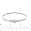 Thumbnail Image 2 of Oval Lab-Created Opal and White Sapphire Three Stone Bangle in Sterling Silver