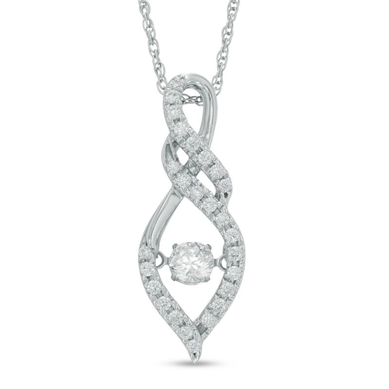 Unstoppable Love™ 0.36 CT. T.W. Diamond Cascading Infinity Flame Pendant in 10K White Gold