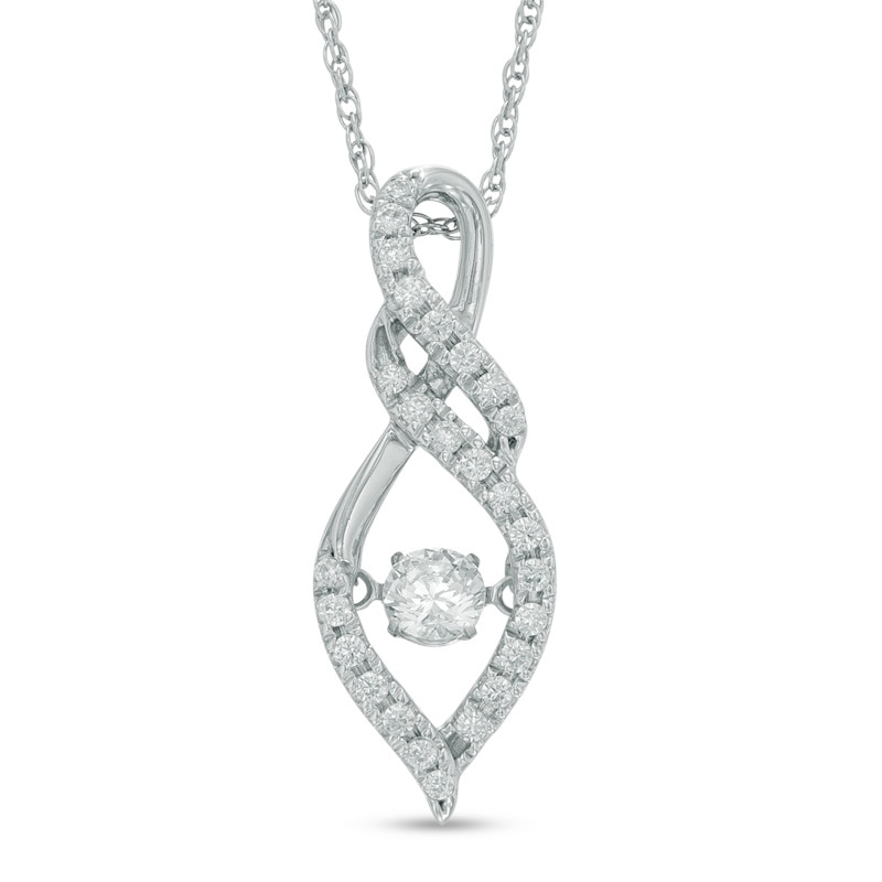 Unstoppable Love™ 0.36 CT. T.W. Diamond Cascading Infinity Flame Pendant in 10K White Gold