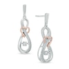 Thumbnail Image 0 of Unstoppable Love™ Diamond Accent Infinity Heart Drop Earrings in Sterling Silver and 10K Rose Gold