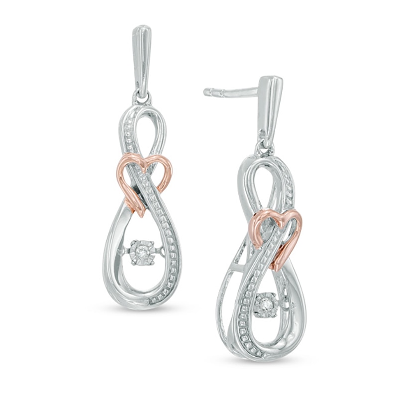 Unstoppable Love™ Diamond Accent Infinity Heart Drop Earrings in Sterling Silver and 10K Rose Gold