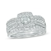 Thumbnail Image 0 of 1.11 CT. T.W. Diamond Cushion Frame Multi-Row Bridal Set in 10K White Gold