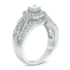 Thumbnail Image 1 of 1.11 CT. T.W. Diamond Cushion Frame Multi-Row Bridal Set in 10K White Gold