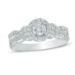 0.80 CT. T.W. Diamond Frame Double Row Engagement Ring in 10K White Gold