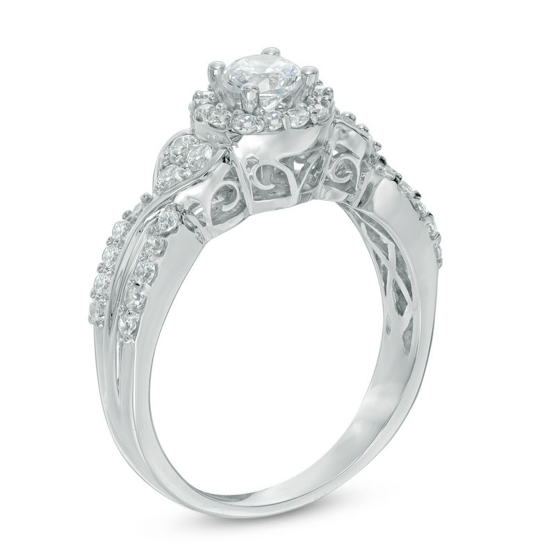 Main Image 2 of 0.80 CT. T.W. Diamond Frame Double Row Engagement Ring in 10K White Gold