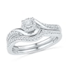 Thumbnail Image 0 of 0.23 CT. T.W. Diamond Swirl Frame Bridal Set in Sterling Silver