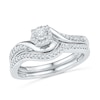 Thumbnail Image 1 of 0.23 CT. T.W. Diamond Swirl Frame Bridal Set in Sterling Silver