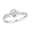 Thumbnail Image 3 of 0.23 CT. T.W. Diamond Swirl Frame Bridal Set in Sterling Silver