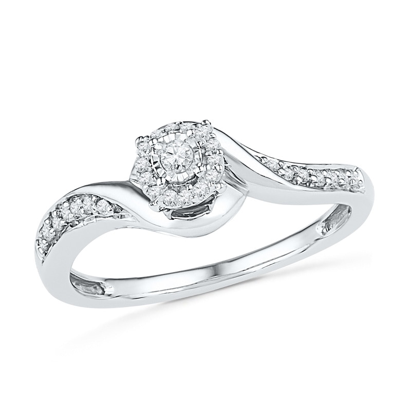 Main Image 3 of 0.23 CT. T.W. Diamond Swirl Frame Bridal Set in Sterling Silver