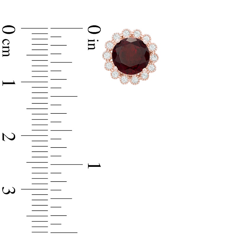 Main Image 3 of Garnet and Lab-Created White Sapphire Frame Pendant and Earrings Set in Sterling Silver and 18K Rose Gold Plate