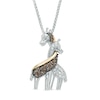 Thumbnail Image 1 of 0.15 CT. T.W.  Champagne and White Diamond Loving Giraffe Pendant in Sterling Silver and 14K Gold