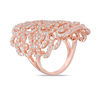 Lab-Created White Sapphire Filigree Ring in Sterling Silver with 18K Rose Gold Plate