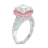 Princess-Cut Lab-Created White and Pink Sapphire Frame Ring in Sterling Silver and 14K Rose Gold Plate
