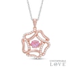 Thumbnail Image 1 of Unstoppable Love™ Lab-Created Pink and White Sapphire Flower Pendant in Sterling Silver with 14K Rose Gold Plate