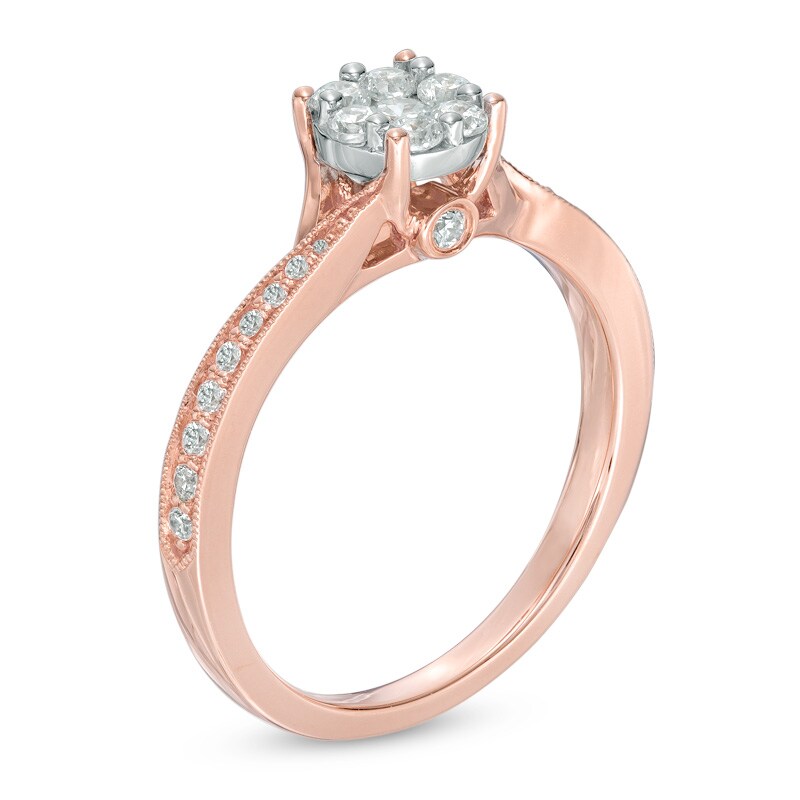 Main Image 2 of 0.49 CT. T.W. Composite Diamond Twist Shank Engagement Ring in 10K Rose Gold