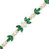 Thumbnail Image 0 of Marquise Lab-Created Green Quartz and White Sapphire Flower Bracelet in Sterling Silver with 18K Gold Plate - 7.25"